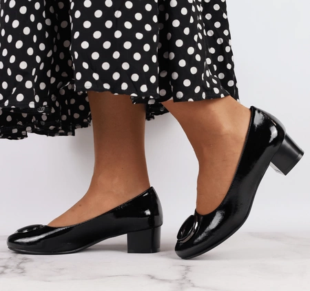 Wygodne czarne czółenka ze skórzaną wkładką Mila od Jezzi