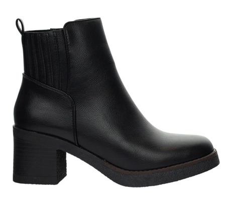 Eleganckie czarne botki zimowe damskie na obcasie ocieplane Jezzi