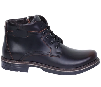 Czarne skórzane buty zimowe męskie trzewiki Polskie POLBUT