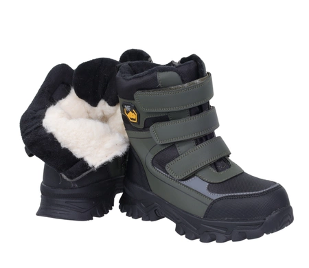 Wodoodporne buty zimowe dla chłopca trzewiki na rzepy tanie NEWS