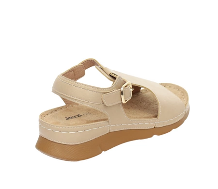 Eleganckie sandały damskie beżowe na lekkiej i komfortowej podeszwie Jezzi