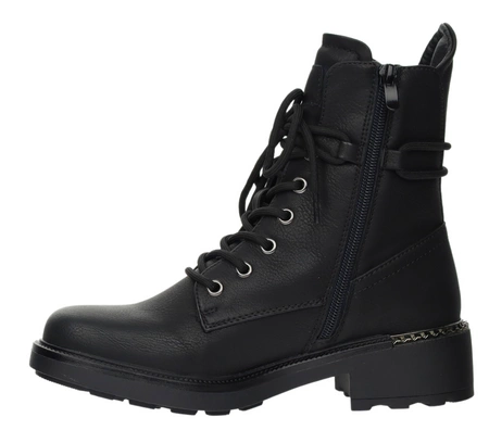 Czarne martensy zimowe damskie sznurowane i na zamek Jezzi