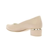 Beżowe czółenka płaskie eleganckie na szerokim obcasie Diana od Azali