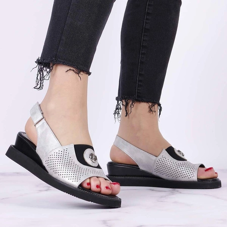 Srebrne sandały damskie komfortowe Jezzi rmr2267-2