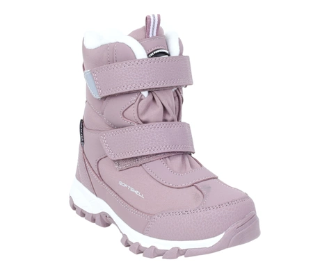 Różowe śniegowce dziecięce na rzepy buty zimowe wodoodporne SOFTSHELL American Club