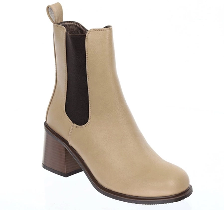 Piękne botki ocieplane w kolorze brązowo-beżowym Jezzi