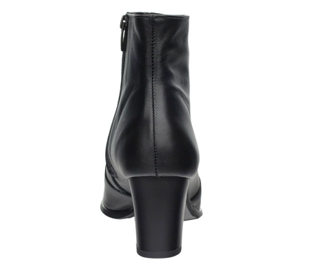 Skórzane botki damskie zimowe czarne na obcasie Polskie Gino Fabiani