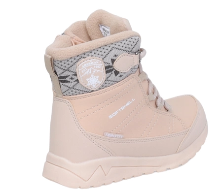 Beżowe eleganckie śniegowce dziecięce z membraną softshell American Club