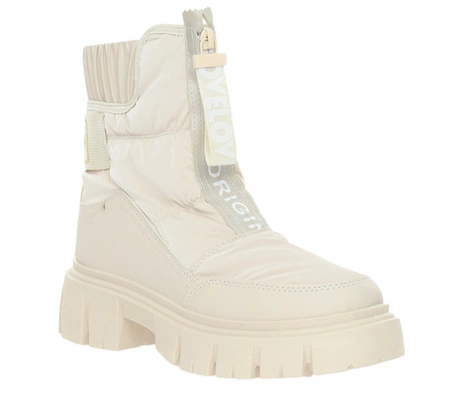 Ciepłe beżowe botki na platformie ocieplane w środku futerkiem