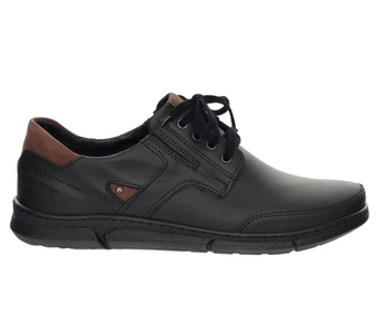 Czarne skórzane półbuty męskie kościelne komfortowe POLBUT