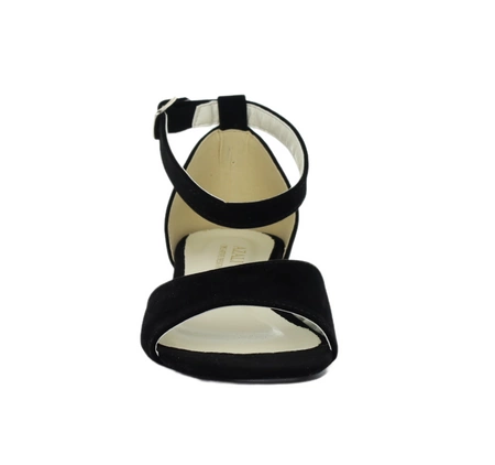 Czarne eleganckie sandały na niskim obcasie z zabudowaną piętą AZALI