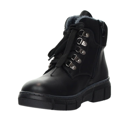 Czarne buty zimowe damskie trzewiki ocieplane