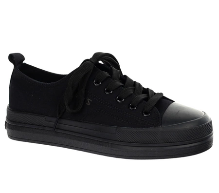 Czarne creepersy damskie na grubej podeszwie NEWS