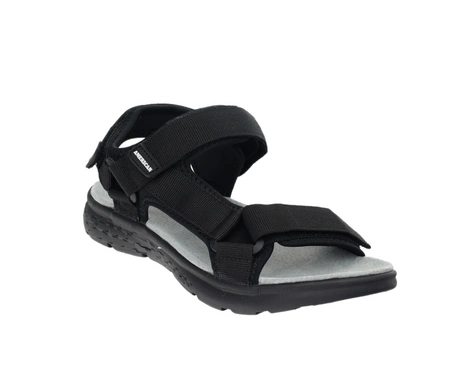 Czarne sandały męskie ze skórzaną wkładką na rzepy American Club