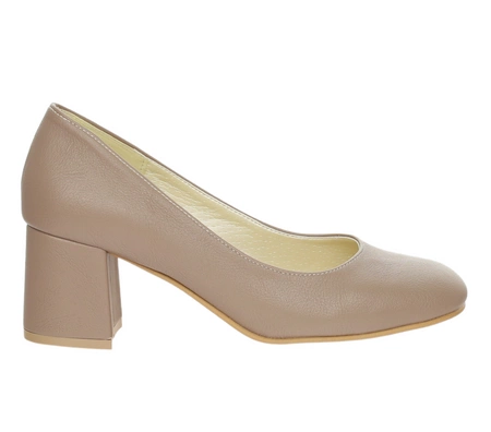 Cieliste czółenka damskie na średnim obcasie Polska Marka AZALI