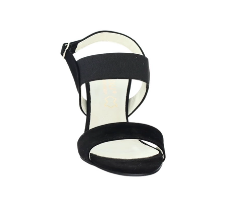 Czarne sandały damskie na obcasie wsuwane Azali - Produkt Polski