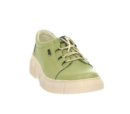 Skórzane półbuty damskie limonkowe pastelowe Helios model 407