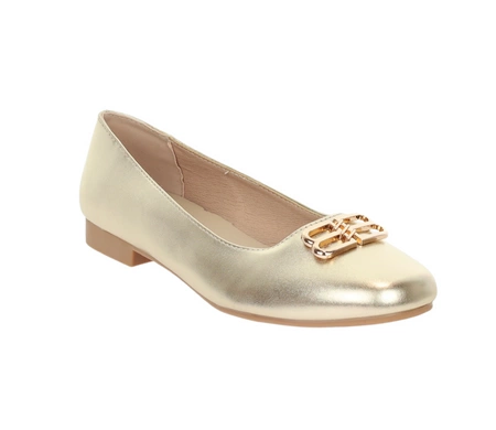 Złote baleriny czółenka damskie płaskie ślubne VINCEZA