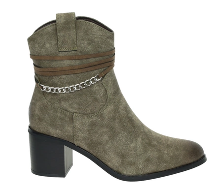 Rokowe botki na obcasie z łańcuszkiem na zamek M.Daszyński