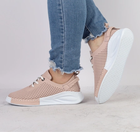 Ażurowe adidasy damskie ze skóry naturalnej eleganckie i komfortowe MODO