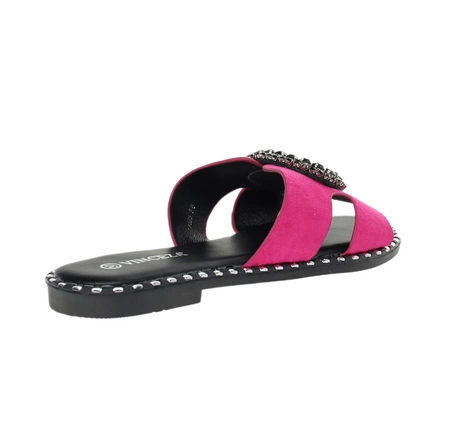 Fuksjowe eleganckie klapki damskie płaskie VINCEZA