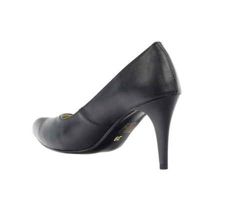 Czarne klasyczne szpilki ze skórzaną wkładką Polskie Azali