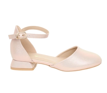 Eleganckie buty dziewczęce czółenka zakryte komunijne sandały na niskim obcasie MissE