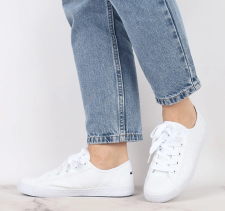 Białe trampki damskie pikowane szkolne tenisówki American Club