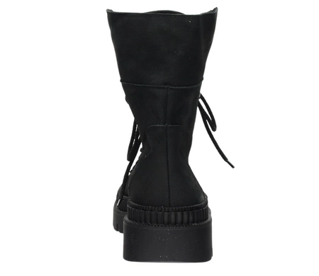 Czarne skórzane botki damskie na grubej podeszwie Polskie Gino Fabiani