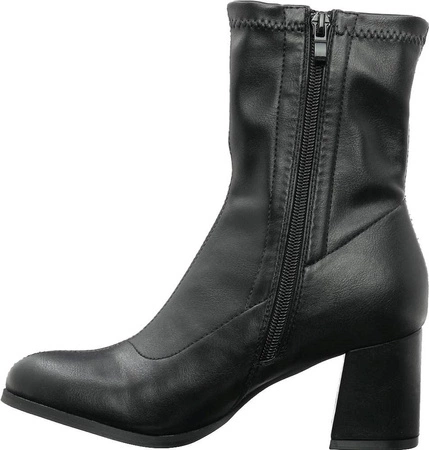 Czarne botki damskie na obcasie wiosenne przejściowe Jezzi