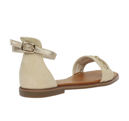 Beżowe płaskie sandały z zakrytą piętą od Jezzi