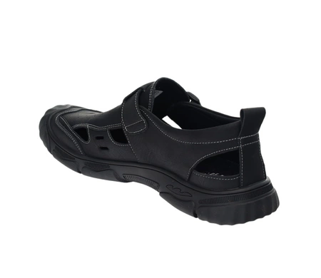 Czarne skórzane półbuty męskie na lato oddychające American Club