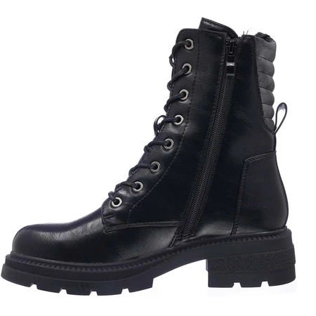 Czarne trapery damskie zimowe glany rokowe Jezzi