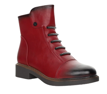 Czerwone eleganckie buty zimowe damskie na płaskim obcasie Jezzi