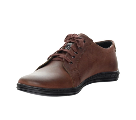 Brązowe skórzane półbuty męskie sportowe adidasy eleganckie POLBUT