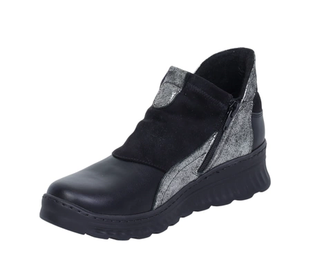 Czarne skórzane półbuty damskie na zamek Polskie Gino Fabiani