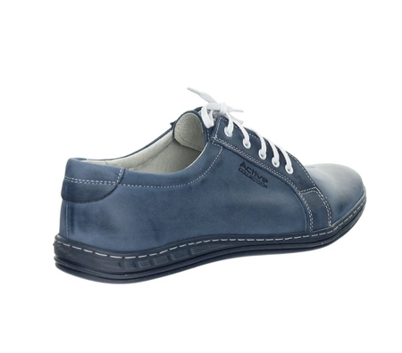 Niebieskie półbuty męskie sportowe skórzane POLBUT