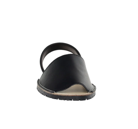 Czarne skórzane sandały hiszpańskie płaskie El Pimpi - Made in Spain