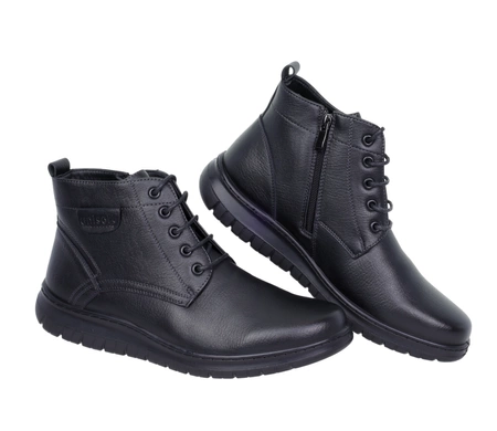 Męskie ciepłe trzewiki zimowe na zamek i sznurowadła UNISOFT