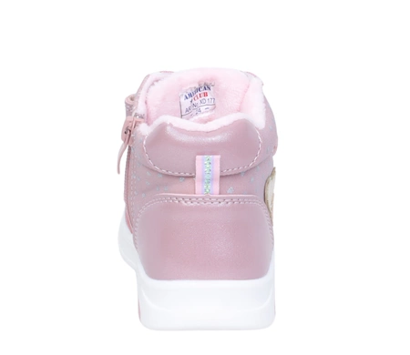 Różowe buty zimowe dla dziewczynki na rzepy ciepłe i tanie American