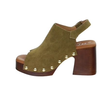 Skórzane sandały na wysokim obcasie i platformie z ćwiekami Hiszpańskie El Pimpi