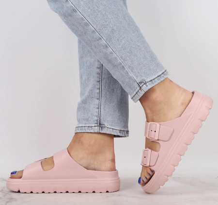 Piankowe klapki damskie regulowane brudny róż NEWS