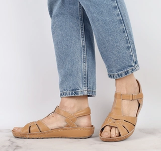 Skórzane sandały damskie płaskie komfortowe Gino Fabiani - Produkt Polski