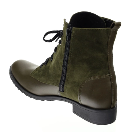 Zielone botki płaskie buty zimowe komfortowe Polskie Azali