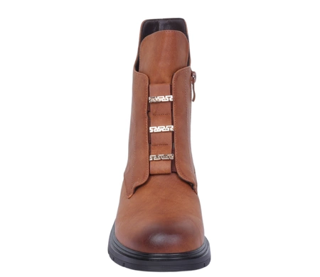 Brązowe botki damskie płaskie eleganckie i wygodne Jezzi