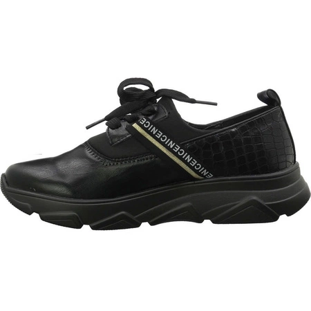 Eleganckie adidasy damskie czarne skórzane sneakersy Jezzi