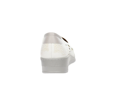 Komfortowe białe czółenka damskie półbuty ze skórzaną wkładką Jezzi