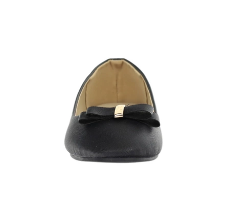 Czarne baleriny damskie z kokardką EVENTO
