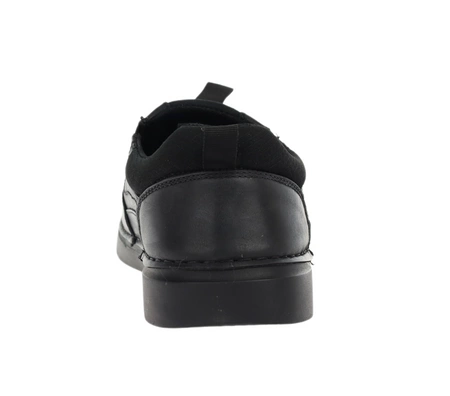 Czarne skórzane buty męskie elegancko-sportowe wsuwane American Club