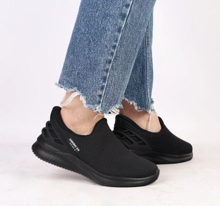 Czarne adidasy damskie wsuwane z profilowaną wkładką American Club